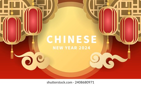 Happy Chinese New Year 2024 background, year of the dragon Chinese style background  , Flat Modern design , illustration Vector EPS 10 