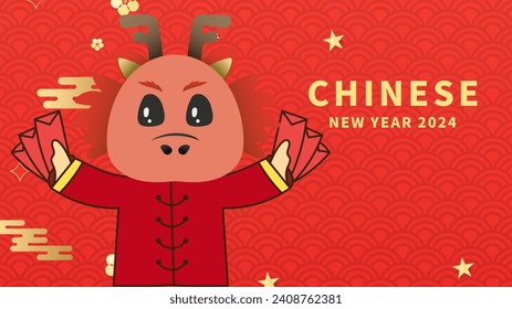 Happy Chinese New Year 2024 background, year of the dragon Chinese style background  , Flat Modern design , illustration Vector EPS 10 