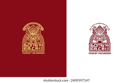 Happy chinese new year 2024 design - traditional chinese design illustration, year dragon. Lunar new year ,graphic design vector. Year of the dragon celebration