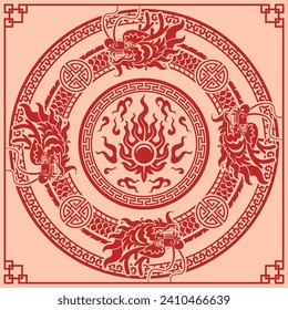 Happy chinese new year 2024 the dragon zodiac sign with asian elements red and pink paper cut style on color background. ( Translation : happy new year 2024 year of the dragon 