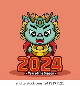 Happy Chinese New Year 2024 The Dragon Show Up. Dragon symbol of New Year 2024 character concept for design celebration

