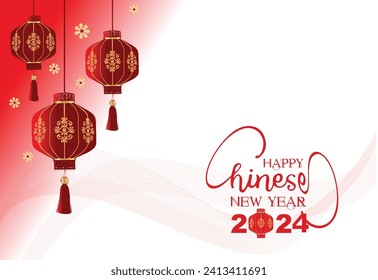 Happy Chinese new Year, Chinese new Year 2024, modern creative Chinese lunar new year Greeting