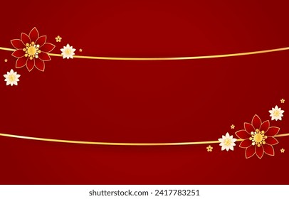 Happy Chinese new year 2024. Chinese new year banner for show product. Greeting card. China frame with lantern on red background.