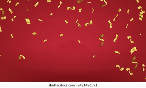 Feliz año nuevo chino 2024, año de antecedentes de elementos asiáticos. El Confetti Dorado Cae Sobre El Fondo Rojo