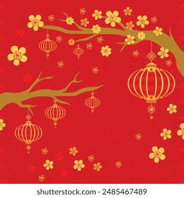 Happy Chinese new year 2024 the dragon zodiac sign with fireworks over city on color background