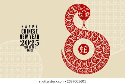 Feliz año nuevo chino 2025  Antecedentes con serpiente,
año de la serpiente china zodiac con fondo de color. ( Traducción: feliz año nuevo, serpiente china 2025 )