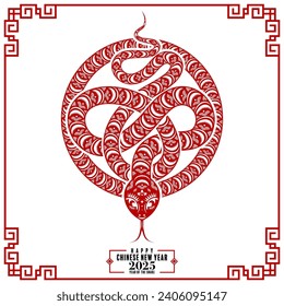 Happy chinese new year 2025  Background with snake,
year of the chinese snake zodiac with on color Background. ( Translation : happy new year, chinese snake 2025 )
