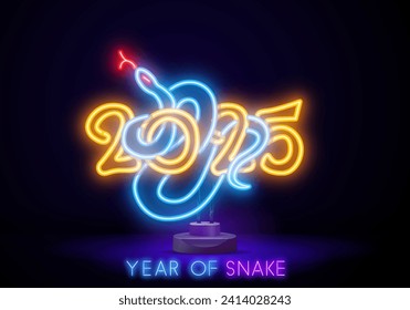 Happy Chinese new year 2025 Zodiac sign, year of the Snake, with red paper cut art and craft style on white color background (Chinese Translation : happy new year 2025, year of the Snake)