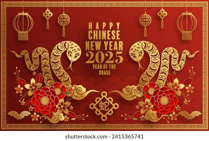 Feliz año nuevo chino 2025  Antecedentes con serpiente,
año de la serpiente china zodiac con fondo de color. ( Traducción: feliz año nuevo, serpiente china 2025 )