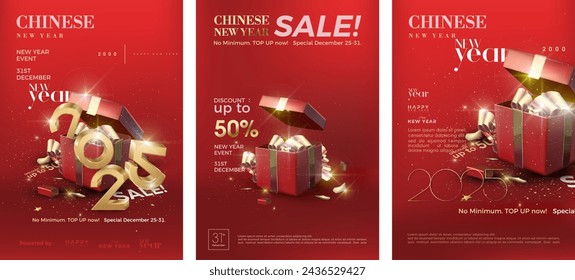 Happy chinese new year 2025 with red dragon illustration. Luxury design for poster on luxury red background. Premium design vector happy new year 2025.