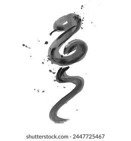 Happy Chinese new year 2025 year of the snake zodiac sign. Snake is symbol of 2025. Cute snake. Handdrawn design