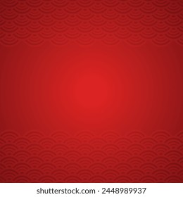 Happy Chinese new year 2025. Chinese new year banner with circle for show product. Greeting card. China frame with lantern on red background.