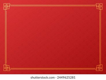 Happy Chinese new year 2025. Chinese new year banner with circle for show product. Greeting card. China frame with lantern on red background.