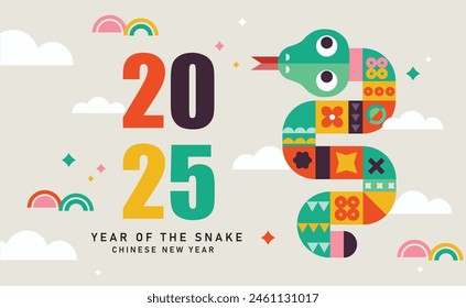 Happy Chinese New Year 2025, year of the snake, banner design