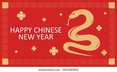 Feliz año nuevo chino 2025. año de la serpiente china zodiac con sobre fondo rojo. Anuncio de Vector