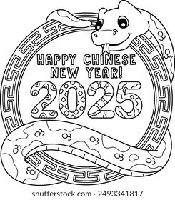  Happy Chinese New Year 2025 Isolated Coloring