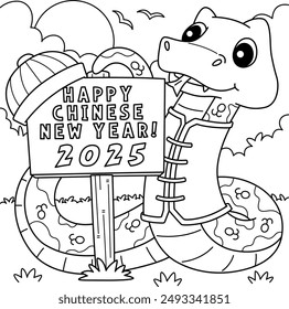 Happy Chinese New Year 2025 Coloring Page for Kids