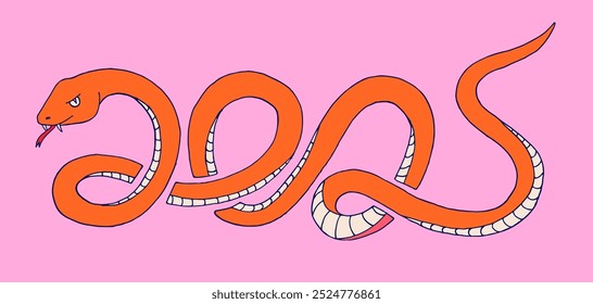 Happy chinese New Year 2025. Year of snake colorful cartoon holiday banner with number. 