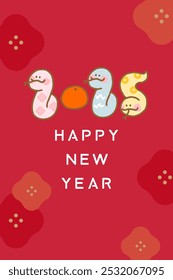 Happy Chinese new year 2025 greeting card with cute snake. 