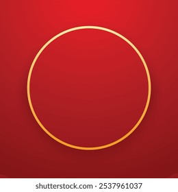Happy Chinese new year 2025. Chinese new year banner with circle for show product. Greeting card. China frame with lantern on red background.