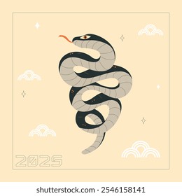 Happy Chinese New Year 2025 of the Snake.Lunar new year concept modern design.Snake zodiac background.Holiday design for flyer,greeting card,banner,celebration poster, party invitation or calendar