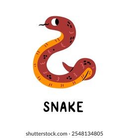 Happy chinese new year 2025 the snake zodiac sign logo, horoscope cute doodle, zodiac sign korean and japanese holiday spring festival symbol. CNY calendar design element