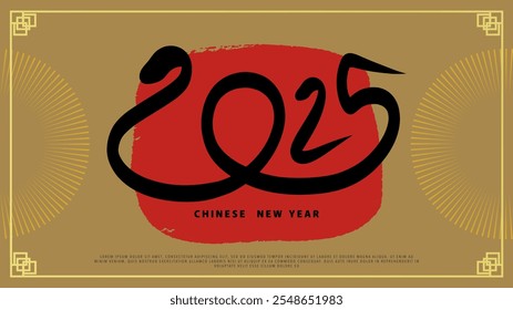 Happy Chinese New Year 2025 background, year of the snake Chinese style on Chinese New Year's Day , Flat Modern design , illustration Vector EPS 10 