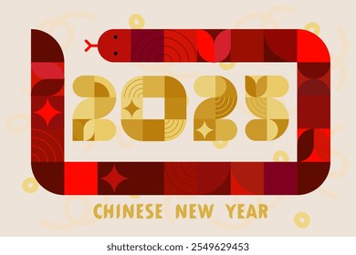 Feliz año Nuevo chino 2025. Año de la serpiente. Símbolo de serpiente zodiacal china.