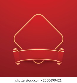 Feliz ano novo chinês 2025. Banner chinês de ano novo para show product. Cartão comemorativo. Quadro de China com lanterna no fundo vermelho.
