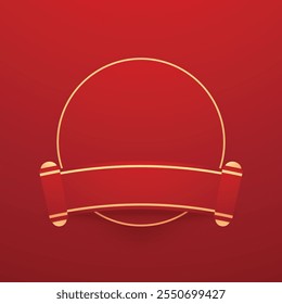 Happy Chinese new year 2025. Chinese new year banner for show product. Greeting card. China frame with lantern on red background.