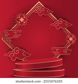 Happy Chinese new year 2025. Year of the snake design wallpaper with gold ornament. Modern luxury oriental illustration