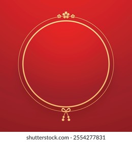 Happy Chinese new year 2025. Chinese new year banner for show product. Greeting card. China frame with lantern on red background.