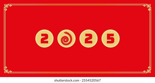 Happy Chinese new year 2025 background. Year of the snake design wallpaper. Modern luxury oriental illustration for cover, banner, website, envelope, social media post