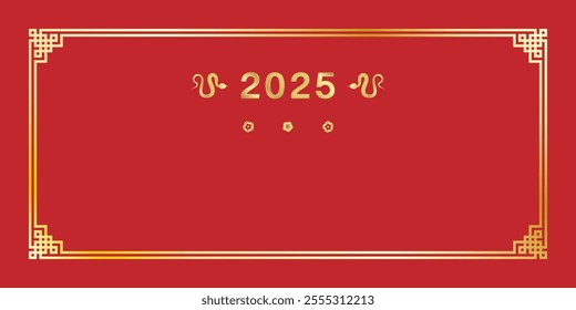 Happy Chinese New Year 2025 background. Year of the snake design wallpaper. Modern luxury oriental illustration for cover, banner, website, envelope, social media post