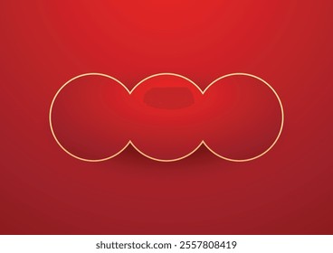 Happy Chinese new year 2025. Chinese new year banner for show product. Greeting card. China frame with lantern on red background.