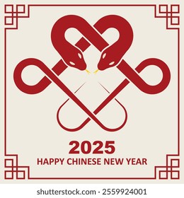 Happy Chinese New Year 2025 poster. This is a vector Chinese New Year design for a poster, bunting, banner, backdrop, and background. Year of snake 2025