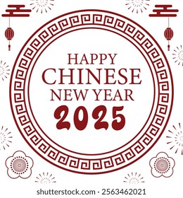 Happy Chinese New Year 2025 Snake,Chinese zodiac Snake symbol with gold Graphics elements Banner, poster, post design modern design in red, gold colors for card, banner