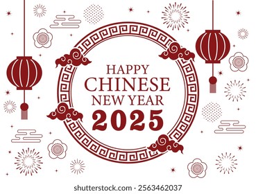 Happy Chinese New Year 2025 Snake,Chinese zodiac Snake symbol with gold Graphics elements Banner, poster, post design modern design in red, gold colors for card, banner