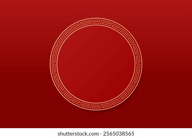 Happy Chinese new year 2025 , modern design set in red, gold and white colors , Year of the Snake , Asia oriental traditional ornament, frame and border ,	
