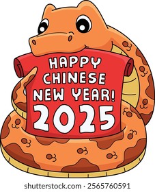 Happy Chinese New Year 2025 Banner Cartoon Clipart