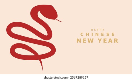Happy Chinese New Year 2025 background, year of the snake Chinese style on Chinese New Year's Day , Flat Modern design , illustration Vector EPS 10 