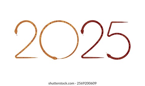 Happy chinese new year 2025 the snake zodiac sign. Happy Lunar New Year 2025 Year of the Snake vector illustration.