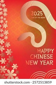 Happy Chinese New Year 2025 Blossom Flower Year of The Snake Cards, Instastory, Flyer, Template