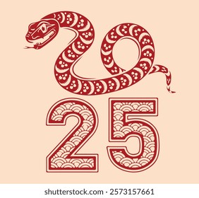 Happy Chinese New Year 2025 snake zodiac. Perfect for celebrate lunar new year and gong xi fa cai