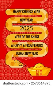 Happy Chinese New Year 2025, Lunar year greeting card