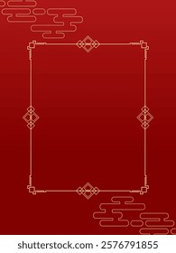 Happy Chinese new year 2025 , modern design set in red, gold and white colors , Year of the Snake , Asia oriental traditional ornament, frame and border ,