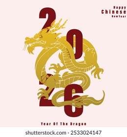 Happy Chinese New Year 2026 illustration Highlighting The Year Of The Dragon a Playful graphics and festive design concept.