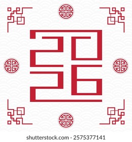 Happy Chinese new year 2026 Zodiac sign, year of the Horse, with red paper cut art and craft style on white color background (Chinese Translation : happy new year 2026, year of the Horse)