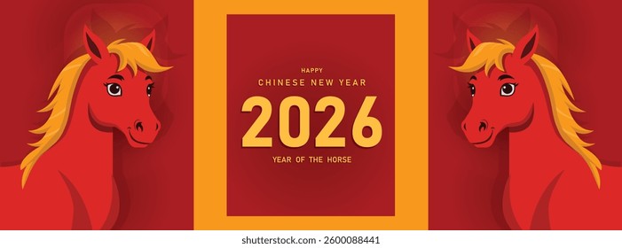 happy chinese new year 2026 horse, year of horse simple design