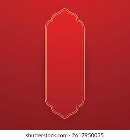 Happy Chinese new year 2026. Chinese new year banner with circle for show product. Greeting card. China frame with lantern on red background.